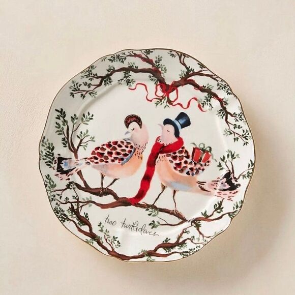 ANTHROPOLOGIE 12 Days Two Turtledoves Plate - Picture 2 of 14